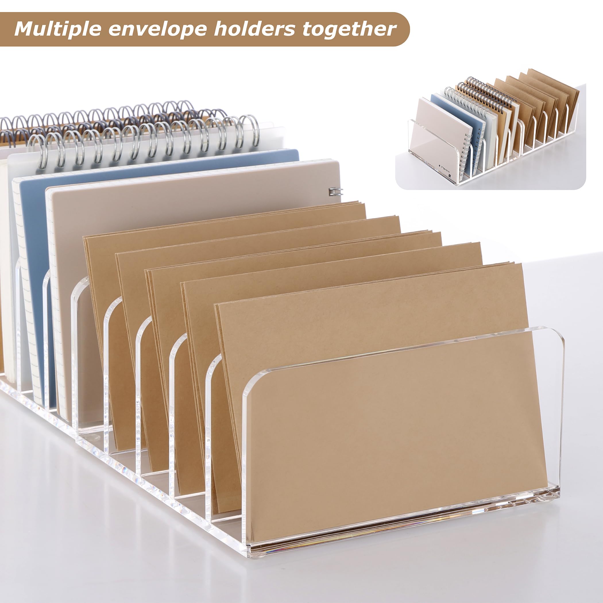 SANRUI Acrylic Desktop File Organizer, 5 Compartments Clear Office Document Sorter Mails Storage, Multifunction Letter Folder Racks Holders for Office,Home, School Desk Organization