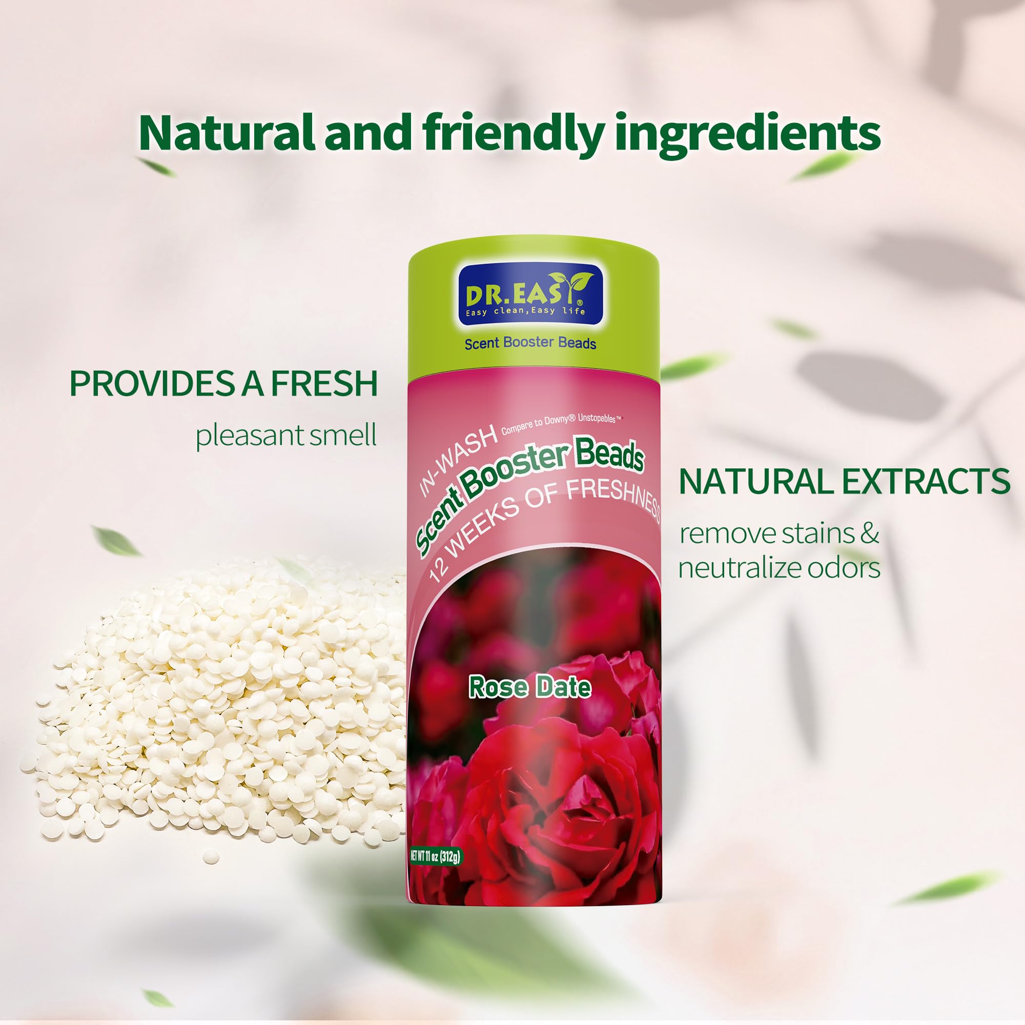 DR.EASY Laundry Scent Boosters,Rose Date-Scent Boosters for Washer，Bulk Laundry Booster Beads and fabric scent booster，Fresh Scented Clothes fo 14 Weeks