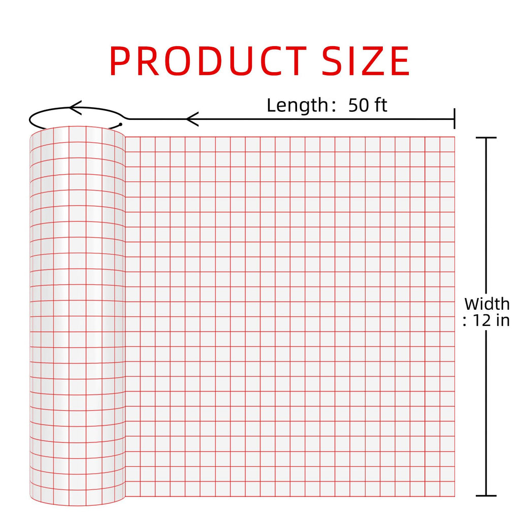 WELSTIK Clear Vinyl Transfer Paper Tape Roll - 12" x 50 ft - Clear Tape for Printable and Patterned HTV and Adhesive, Large & Small Crafts, Heat Press