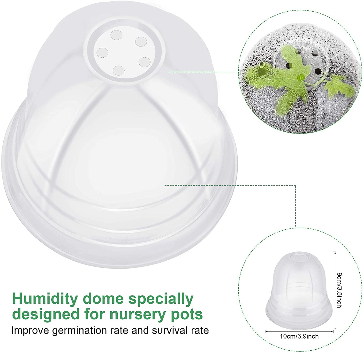 MIXC Plant Nursery Pots with Humidity Dome 4" Soft Transparent Plastic Gardening Pot Planting Containers Cups Planter Small Starter Seed Starting Trays for Seedling with 10pcs Plant Labels，30 Sets