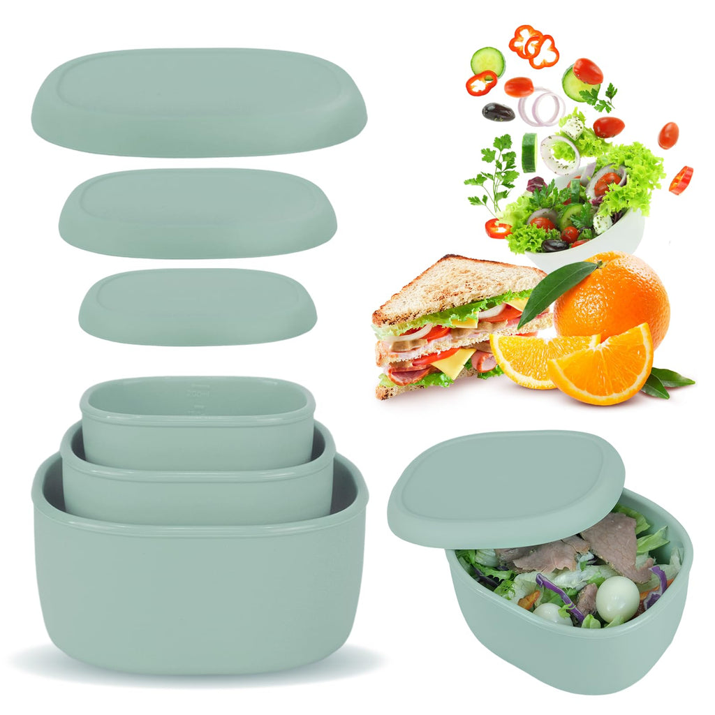Anatole Silicone Food Storage Containers 3 Pcs Lunch Bento Box with Lids Leakproof Dishwasher Microwave Oven Freezer Safe BPA Free (20oz 10oz 6.7oz)