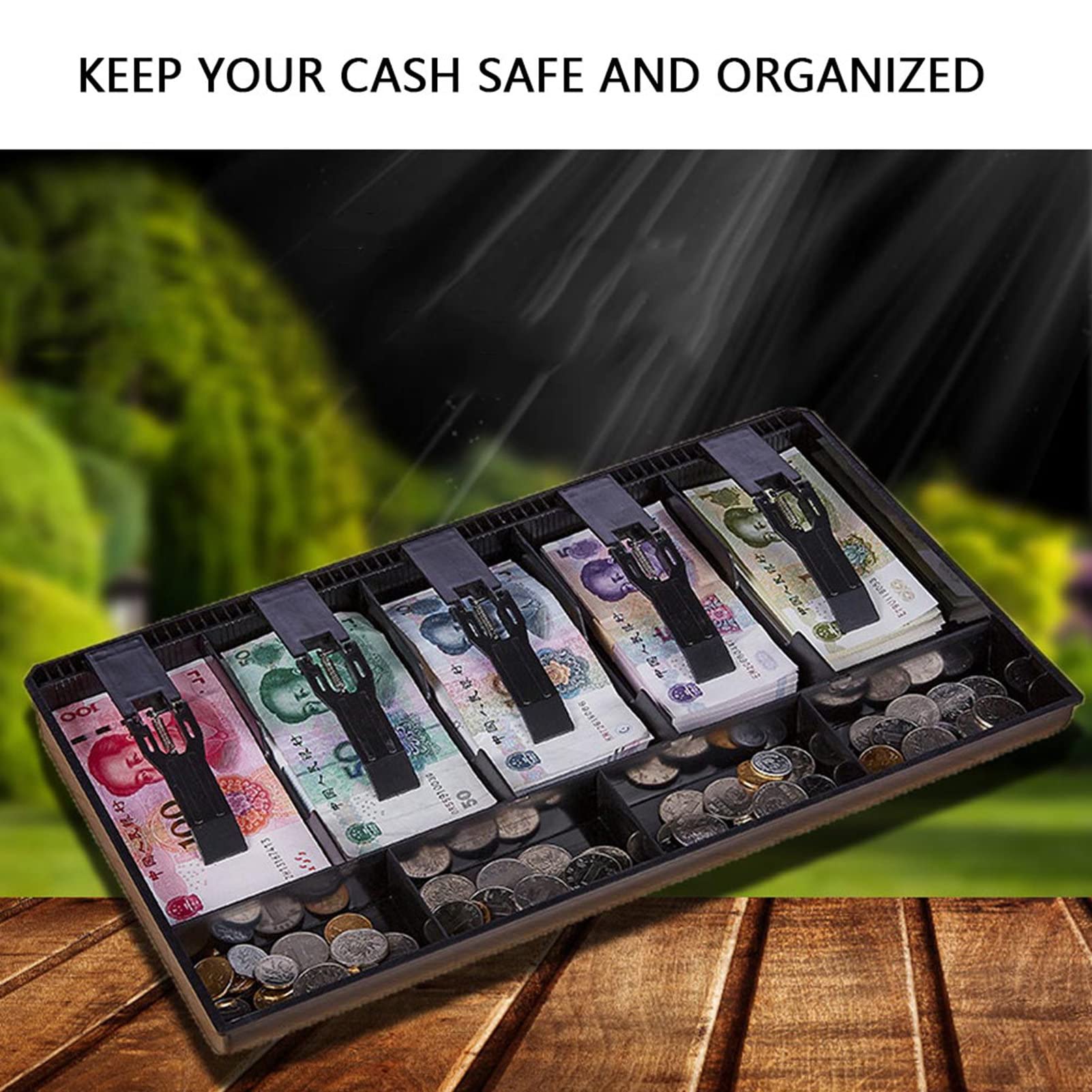 Cash Register Drawer, Insert Tray Five Grids Cash Organize Drawer Register Insert Money Tray Cashier Tidy Storage Cashier Box