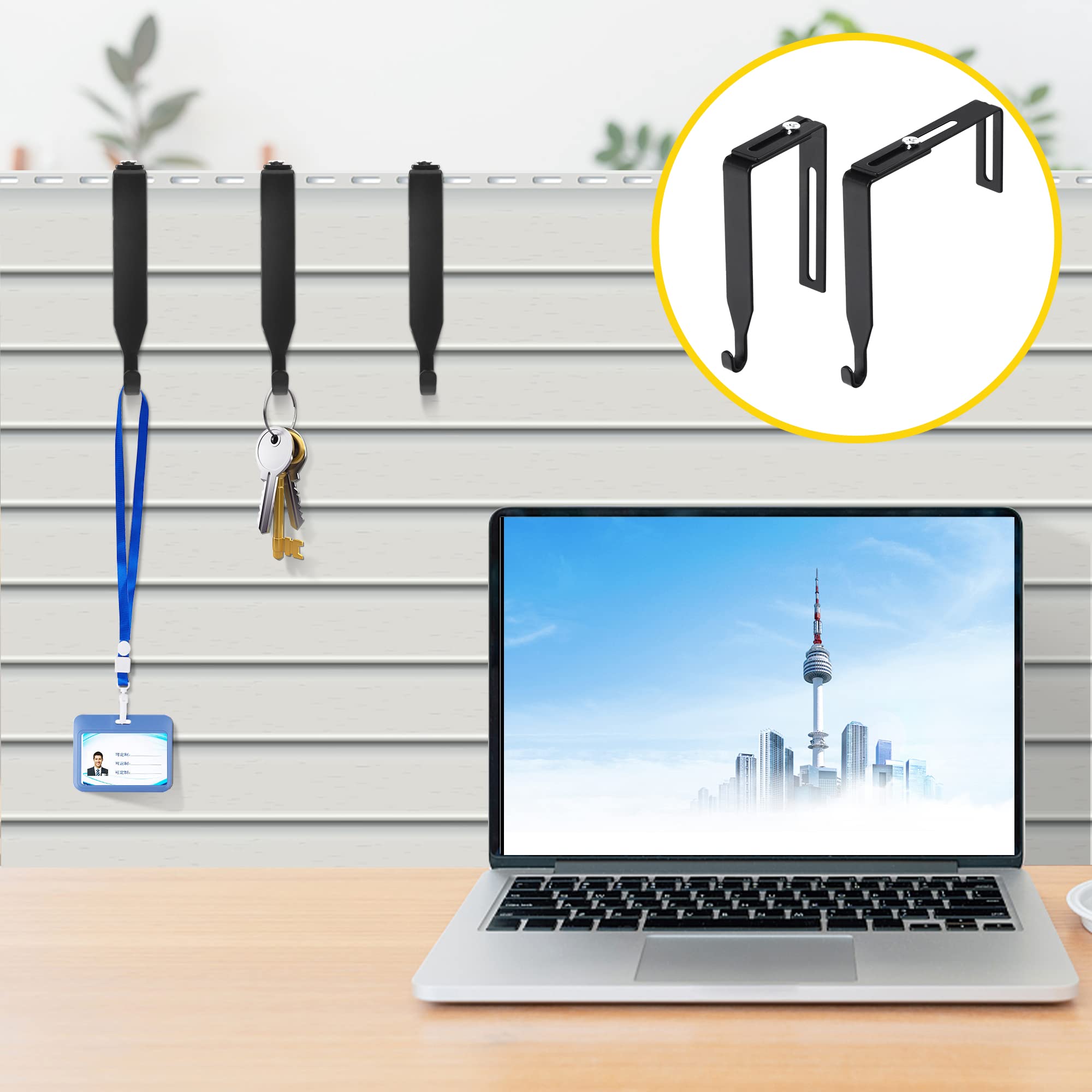 12 Pcs Adjustable Cubicle Wall Hooks Cubicle Hangers- Metal Universal Partition Hanger with Cross Screwdriver- Cubicle Accessories Over The Door Mirror Hook Fit 1.35 to 3.5 In Thick Wall Panels