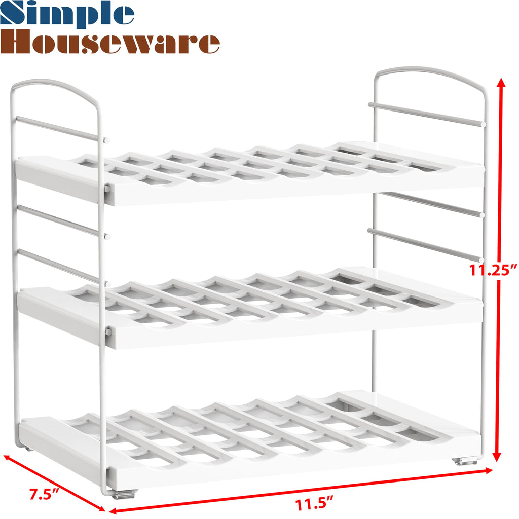 Simple Houseware Adjustable Water Bottle Storage Rack for Tumblers, Travel Mugs, and Baby Bottles, White