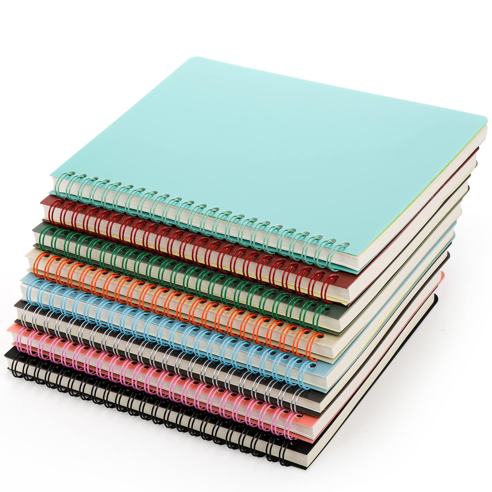 Dicunoy 8 Pack Spiral Notebooks, A5 Ruled Journals Notebooks 80 Sheets with Thick Plastic Hardcover, Cute Thick Notepads for Work, Teacher, Students, School, Women,7 Colors, 8.3" x 5.7"