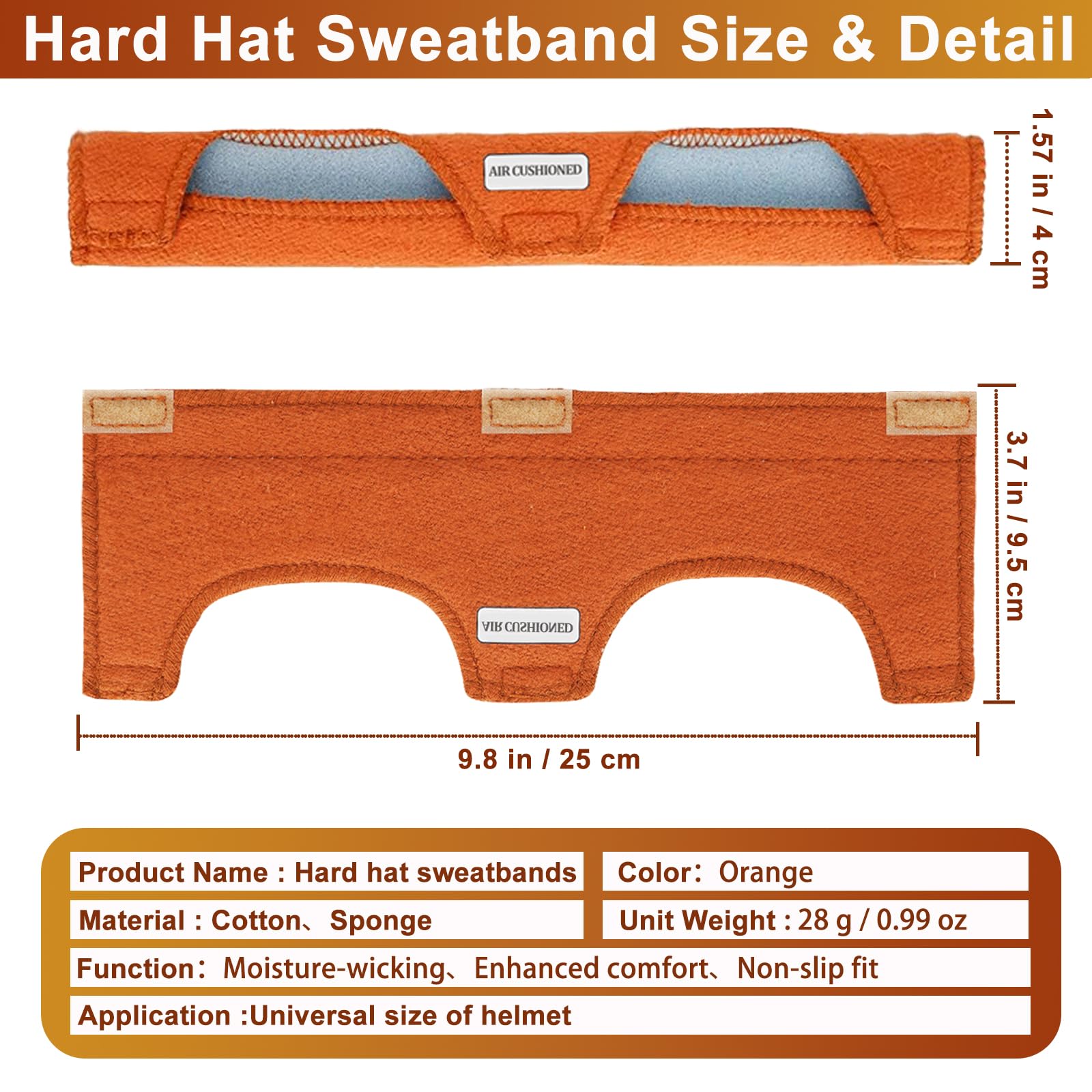12Pcs Hard Hat Sweat Bands, Highly Absorbent Sweat Bands for Hardhats Washable, Reusable Cotton Hard Hats Liner for Softness and Comfort,Sponge Hard Hat Accessories Tools