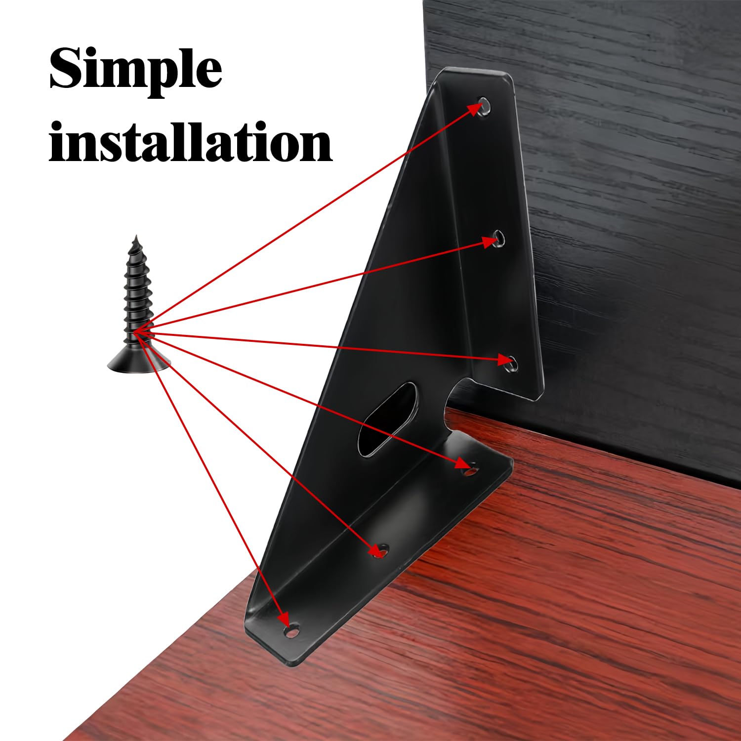 4 Pcs Heavy Duty Gusset Joints, Trapezi Corner Code, Bracket Corner Brace Bracket Fasteners(Black)