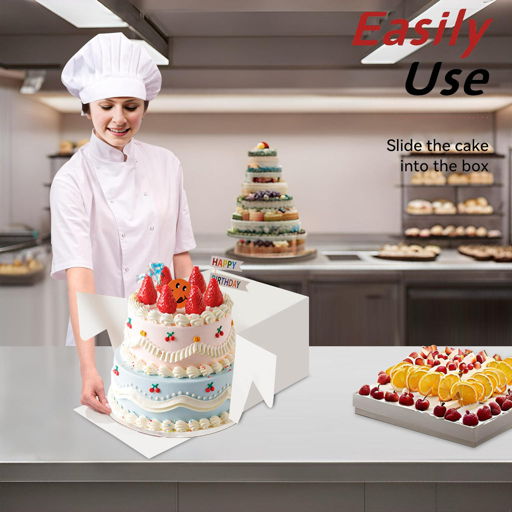 Packpal 20Pack 12x12x6 Cake Boxes with Boards, 10Pcs Cake Boxes & 10Pcs Cake Boards, Sturdy White Packaging for Transporting & Displaying Cakes, Desserts, and Mothers day