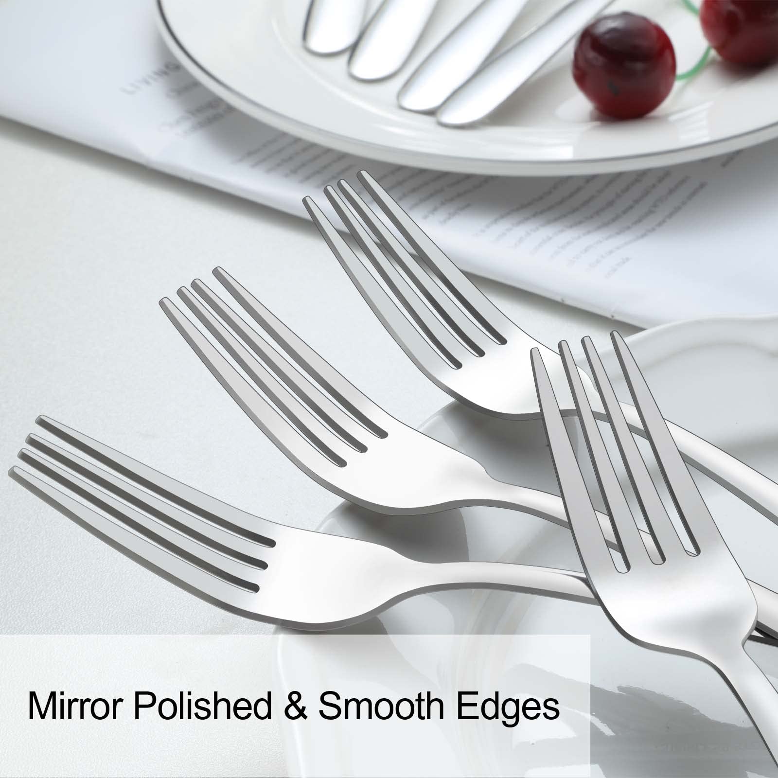 Pleafind 36-Pcs Dinner Forks Set, 8 Inch Forks Silverware, Stainless Steel Fork, Silverware Fork, Mirror Polished Fork Set, Small Forks for Home, Restaurant, Dishwasher Safe
