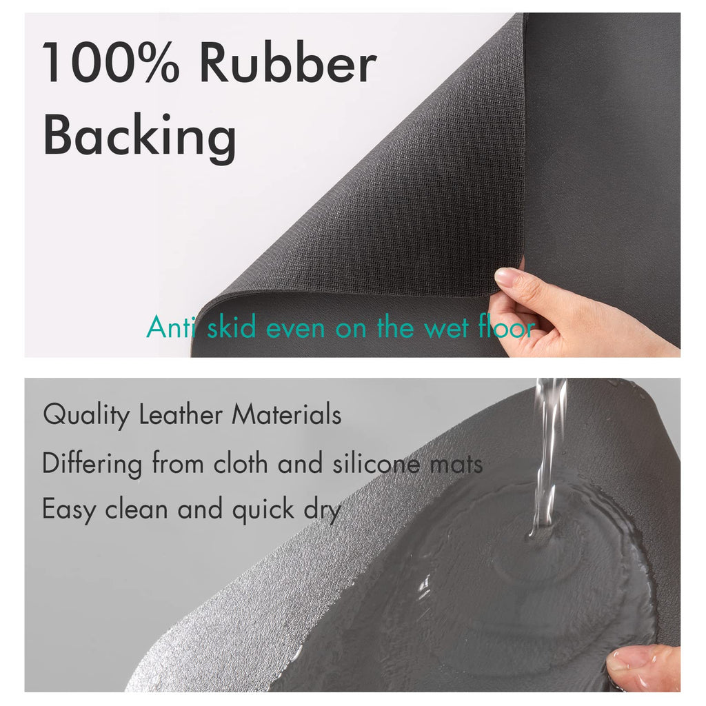 LIMNUO Coffee Mat Hide Stain Rubber, Coffee Maker Mat for Countertops, Backed Absorbent Dish Drying Mat for Kitchen Counter (Grey, 12"x16")