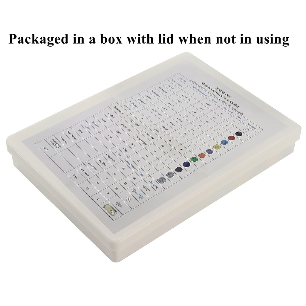YOPAY 240 Pieces Molecular Model Kit, Organic and Inorganic Chemistry Molecular Structure Model, 86 Atoms and 153 Links and 1 Short Link Remover Tool