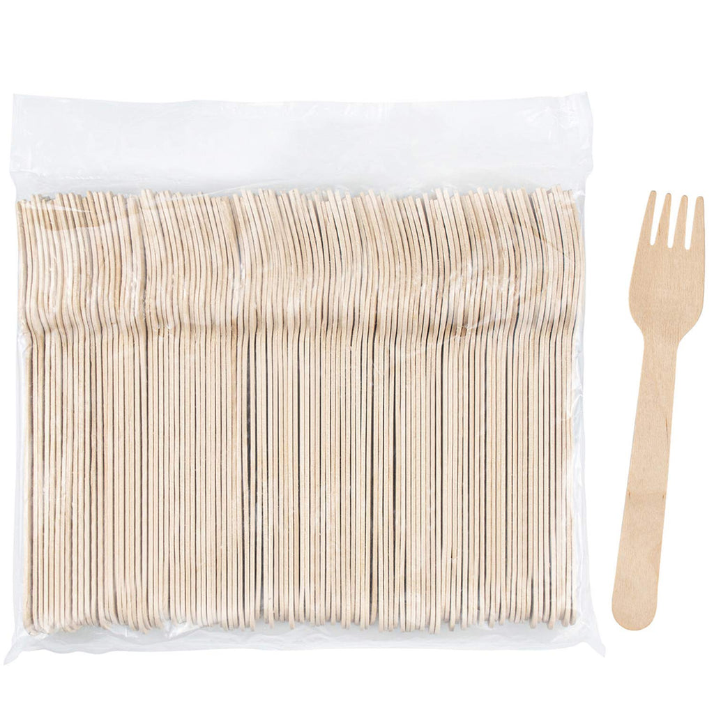 Hedume 300 Pack Disposable Wooden Forks, 100% All-Natural, Eco-Friendly, Biodegradable and Compostable, Party Supplies for Any Graduation, Luau, Fiesta, Tea Party and More