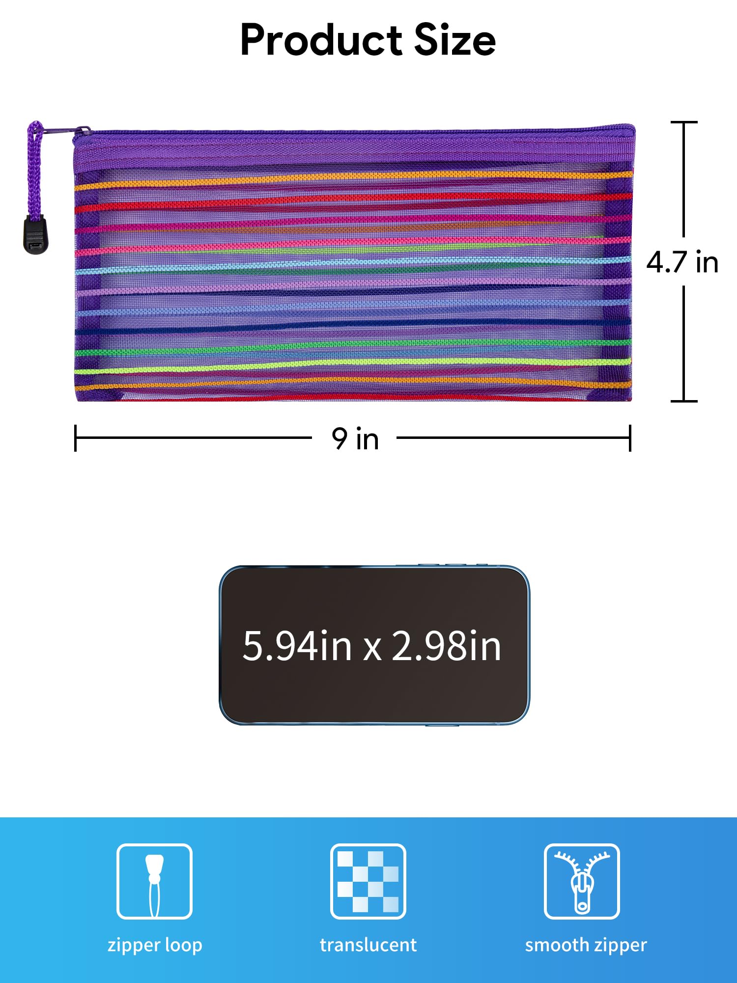 JARLINK 40 Pack 10 Colors Zipper Mesh Pouch, Storage Pencil Pouches, Multipurpose Pencil Pouch Bulk for School and Office Supplies, Cosmetics Travel Accessories, Multicolor