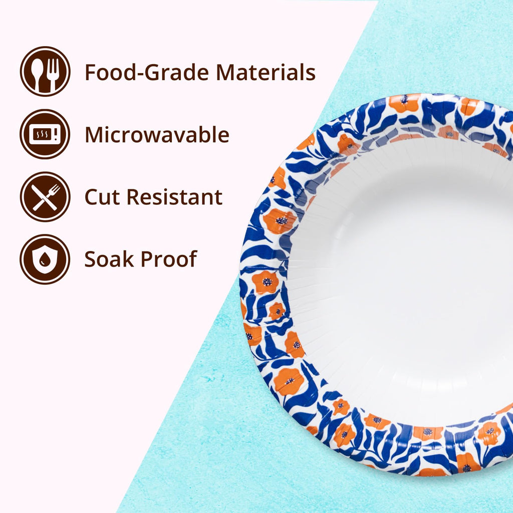 Paper Bowls, 355 ml, 150-Count, Microwave-Safe, Soak-Proof, Disposable Bowls with Matisse-Style Floral Design, Great for Soup, Salad, Snacks, and Meals