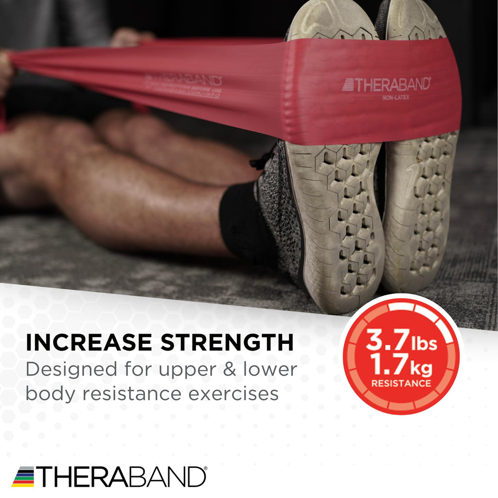 TheraBand Resistance Bands Set, Non-Latex Elastic Band for Upper/Lower Body Exercise, Strength Training Without Weights