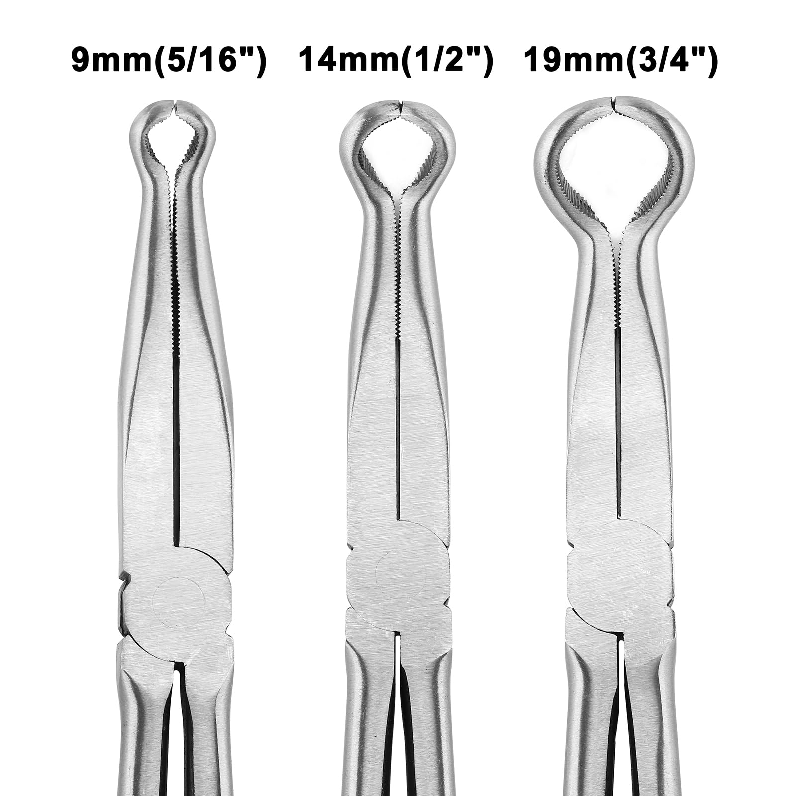 Mayouko 3PCS 11" Long Reach Hose Grip Pliers Set, 5/16 Inch, 1/2 Inch, 3/4 Inch Ring Nose Hose Gripper Pliers Kit, Carbon Steel Offset Spark Plug Boot Removal Pliers for Narrow Space