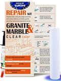 Granite Countertop Repair Kit (Clear Color + Polisher) - Made by Engineers I Also for Marble, Quartz, Acrylic, Fiberglass, Porcelain, Tile & Ceramic Surfaces I Easy Process & Quick Results