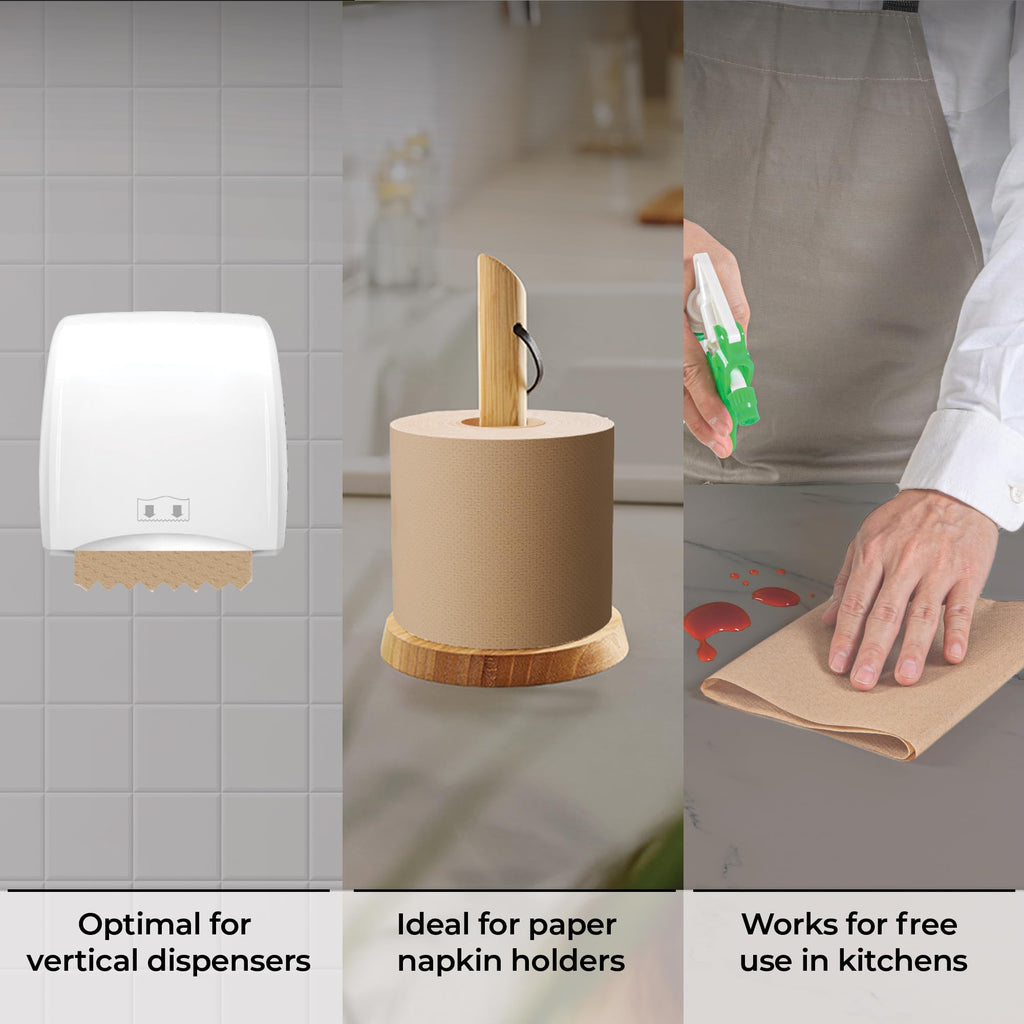 Restaurantware-Paper Towel Roll 600' x 1 Roll Long Paper Towel 8" Wide Hand Towel Roll 1 Ply Universal Dispenser 2" Core Hardwound High Absorbency Everyday Use for Commercial Washroom Kraft