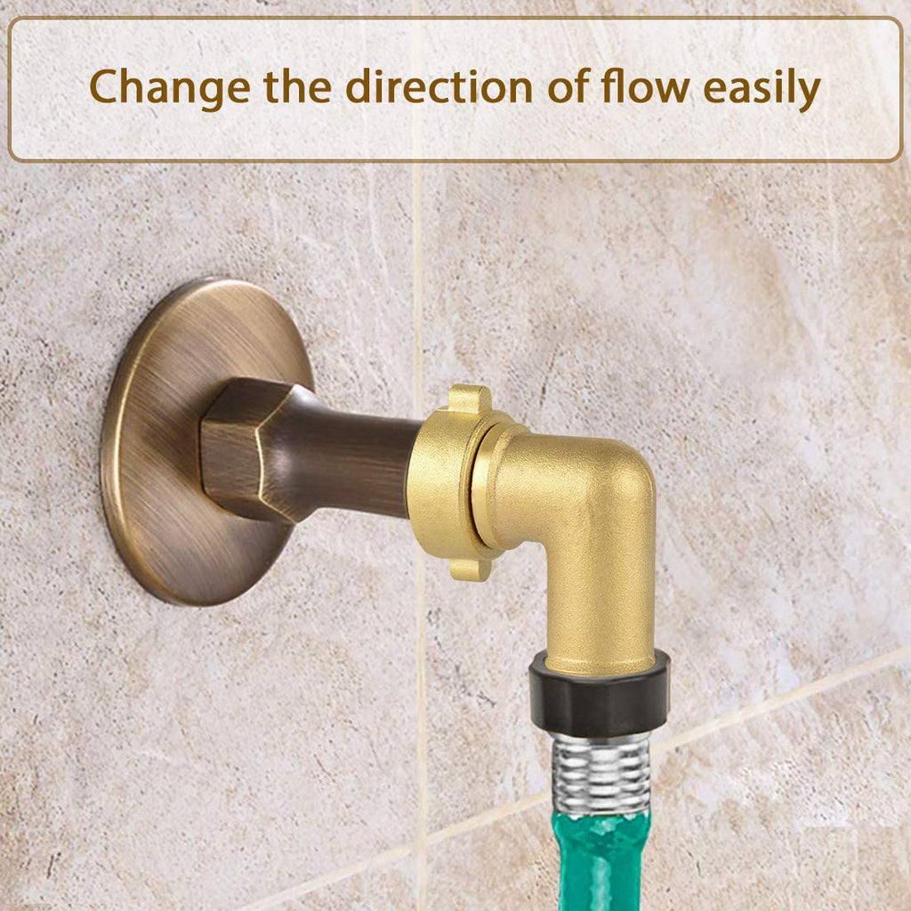 Garden Hose Elbow Connector, 90 Degree Hose Extender, Solid Brass Elbow Water Pipe Adapter