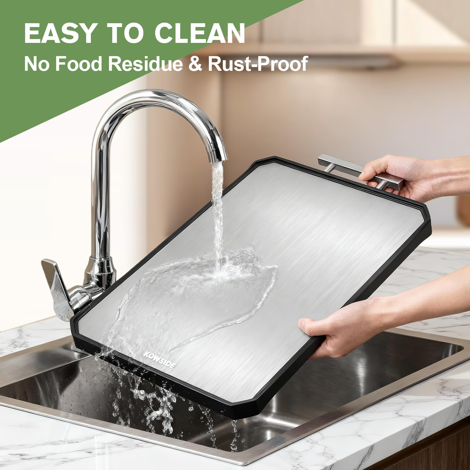 Titanium Cutting Board - Double Sided Non-Toxic Cutting Boards for Kitchen, Pure Titanium & Wheat Straw PP Food Grade Metal Cutting Board, Non-Stick Durable and Easy to Clean 16" x 11"