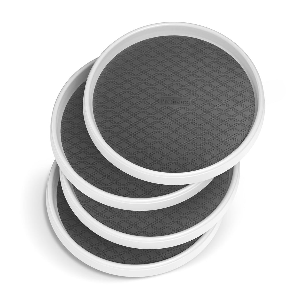 P PRETIRENO Lazy Susan Organizer 4 Pack, Non-Skid Lazy Susan Turntable 10 Inch for Cabinet, Pantry, Kitchen, Countertop, Vanity Display Stand,Grey,(SD04)
