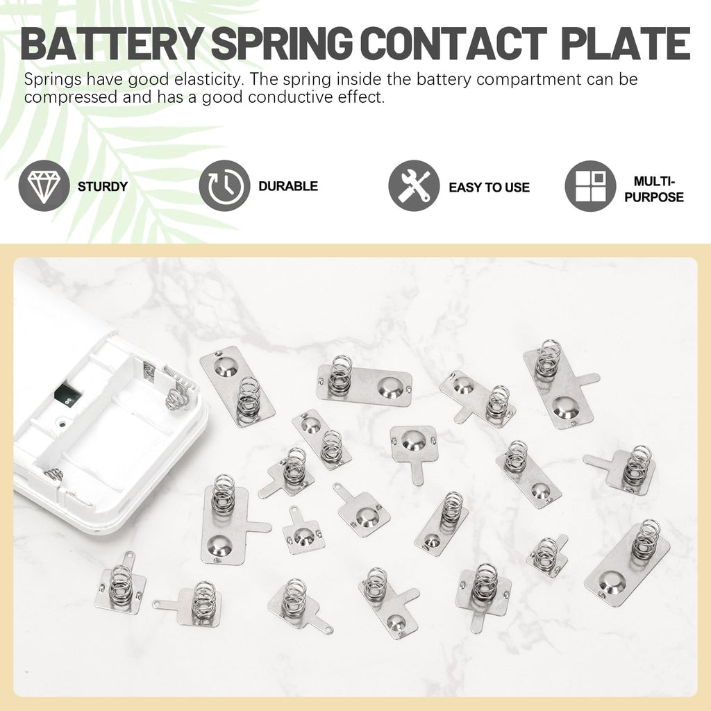 Mardatt 100Pcs Battery Springs AA, Battery Negative and Positive Nickle Plated Conversion Spring Contact Plate for Remote Control Battery Charger