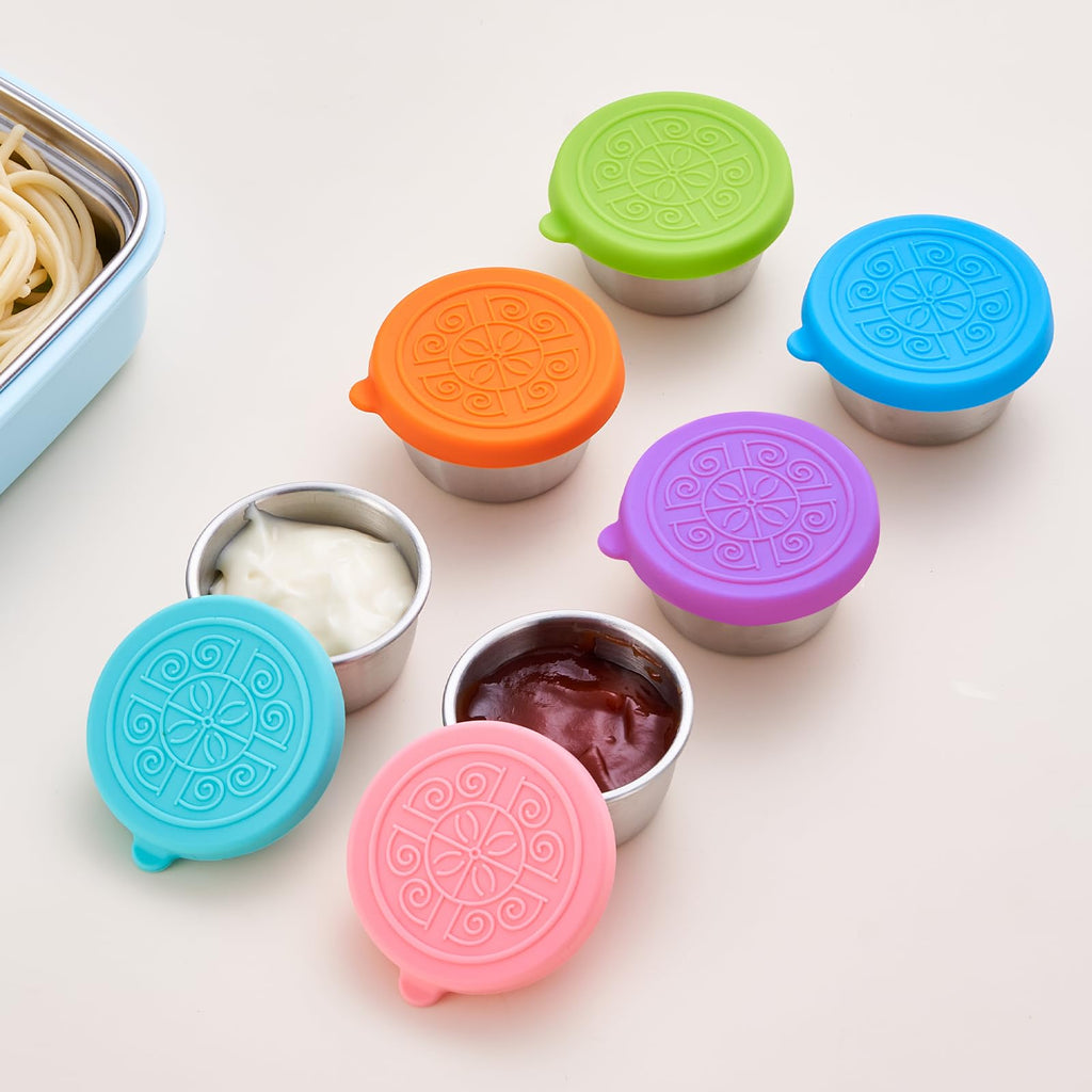 Onlycooker 12 Piece 1.6oz Small Condiment Containers with Lids, Salad Dressing Container To Go,18/10 Stainless Steel Sauce Container with Silicone, Leakproof,Small Dipping Sauce Cups