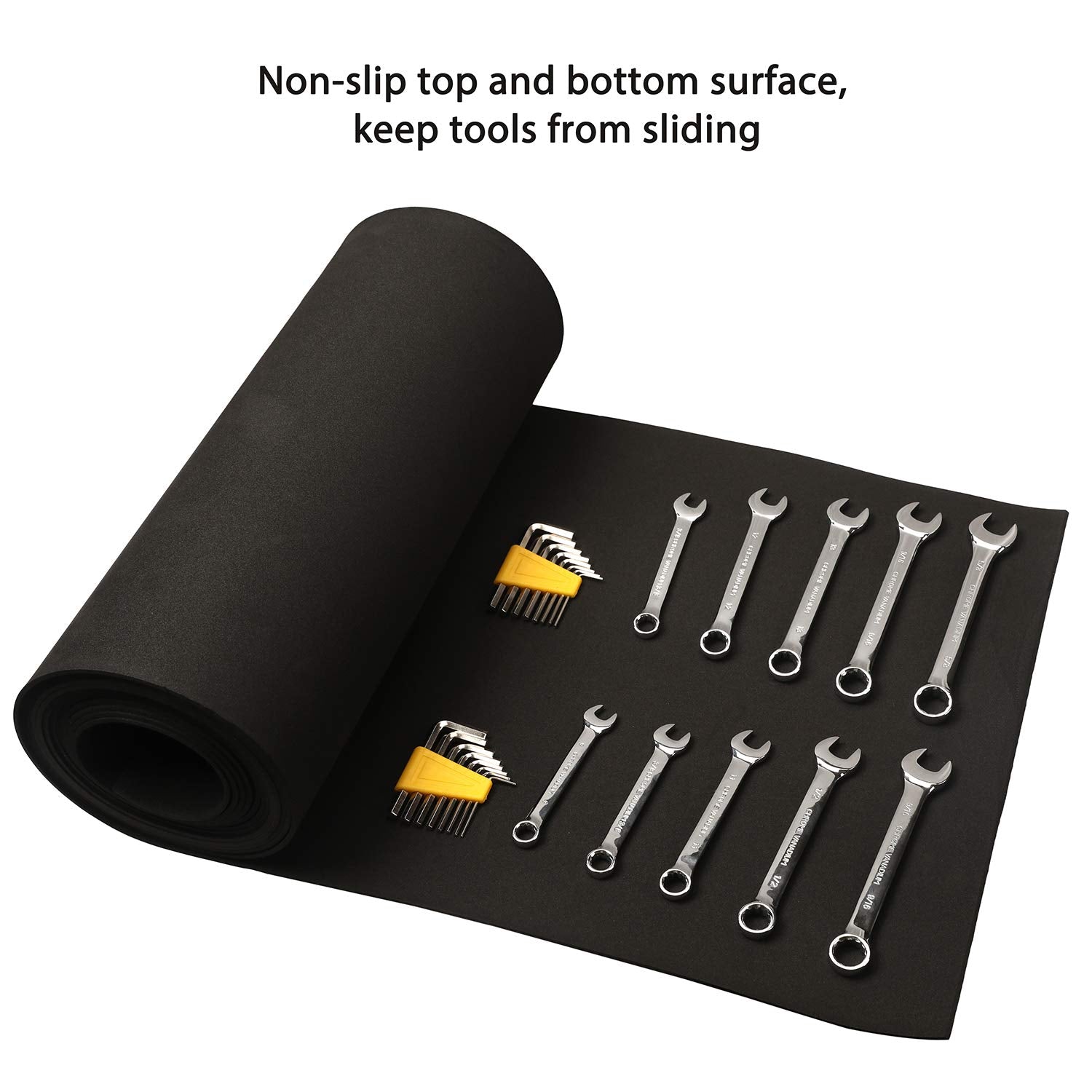 CASOMAN Professional Tool Box Liner and Drawer Liner - 16 inch(Wide) x 16 feet (Long), Non-Slip, Black