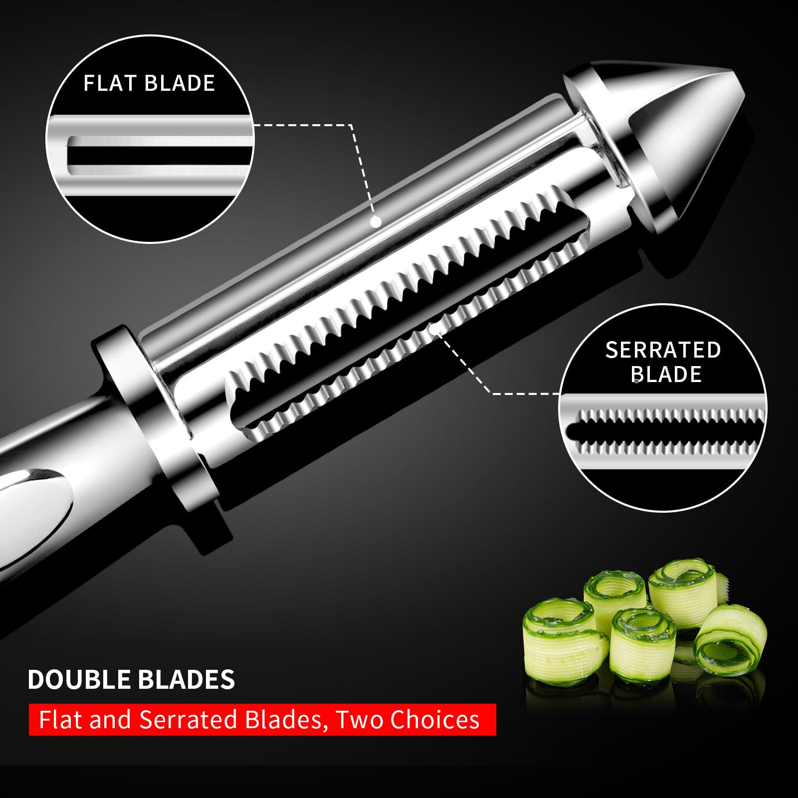 MAD SHARK Ultra Sharp Vegetable Peelers for Kitchen – 10 Years No-Rust Stainless Steel Serrated Potato Peeler Easy to Use Y Peeler with Durable Non-Slip Ergonomic Grips for Carrots, 2pc
