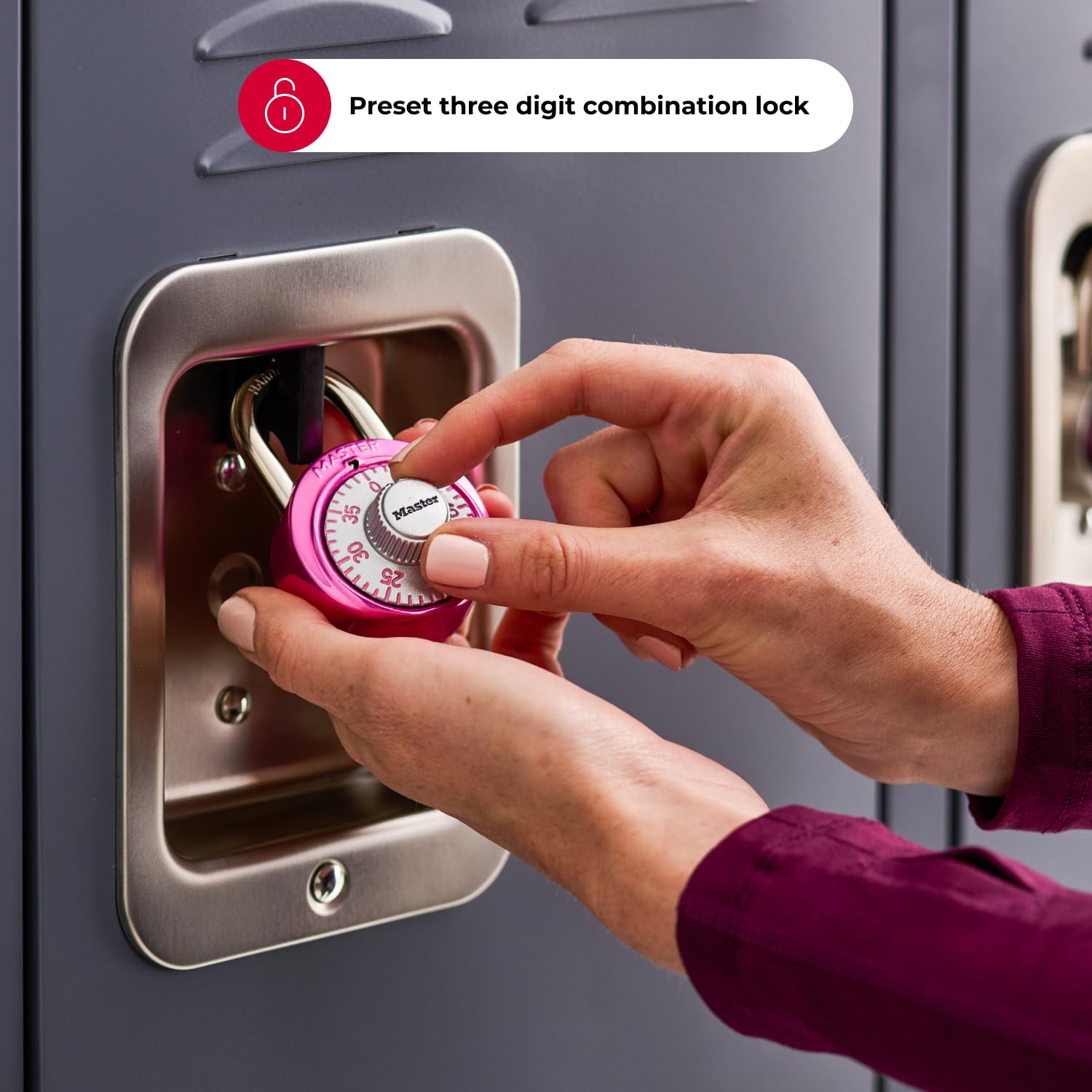 Master Lock 1530DPNK Breast Cancer Research Foundation Dial Combination Lock, Pink