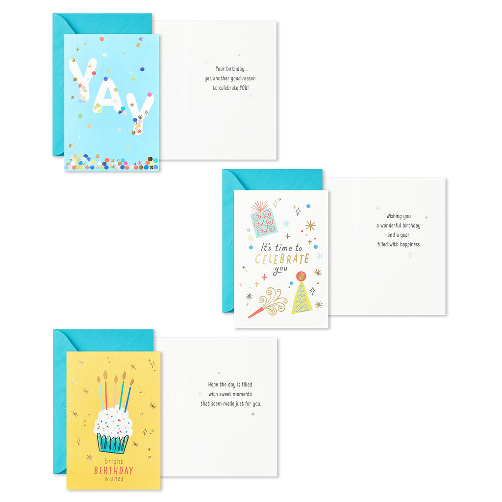 Hallmark Birthday Cards Assortment, 36 Cards with Envelopes (Bright Birthday Wishes)