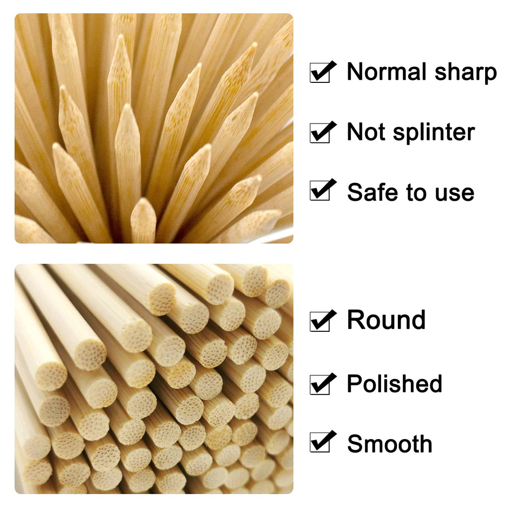 BLUE TOP 200pcs Natural Bamboo Skewers 10 inch Φ=4mm;Bamboo Sticks for Grilling, BBQ, Kabob,; Candy Sticks for Fruits, Candies, Chocolate Fountain, Appetizer, Plant Sticks for flower tomato growth