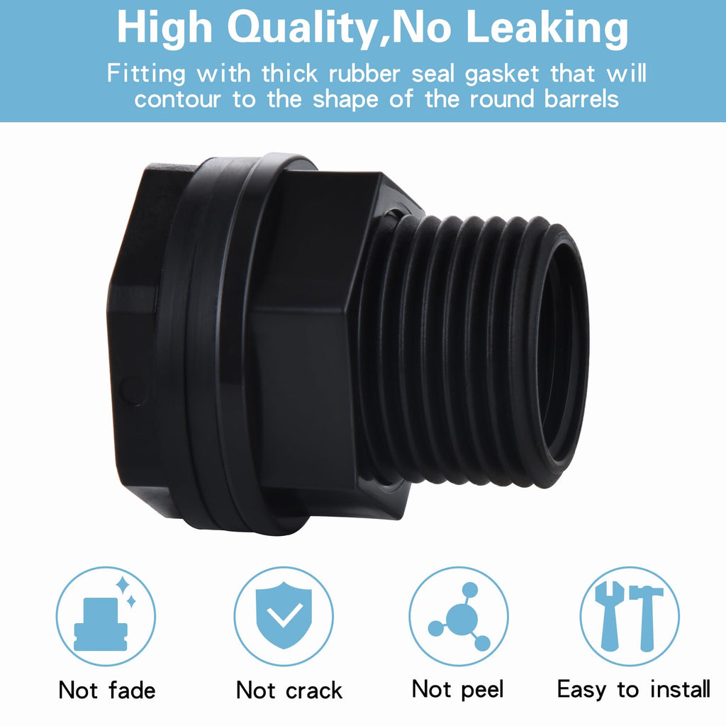 PVC Bulkhead Fitting Double Threaded Bulkhead Water Tank Connector for Rain Barrels