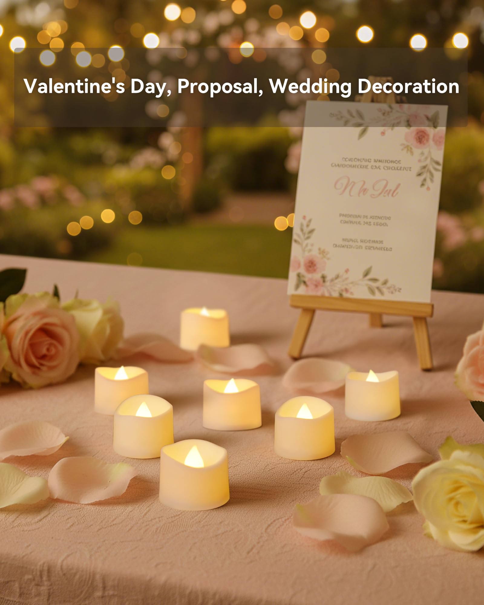 AMAGIC 24 Pack Battery Tea Lights, Flameless Candle Electric Flicker Tealight Realistic Bright for Votive, Valentine's Day, Anniversary, Special Holiday Decoration