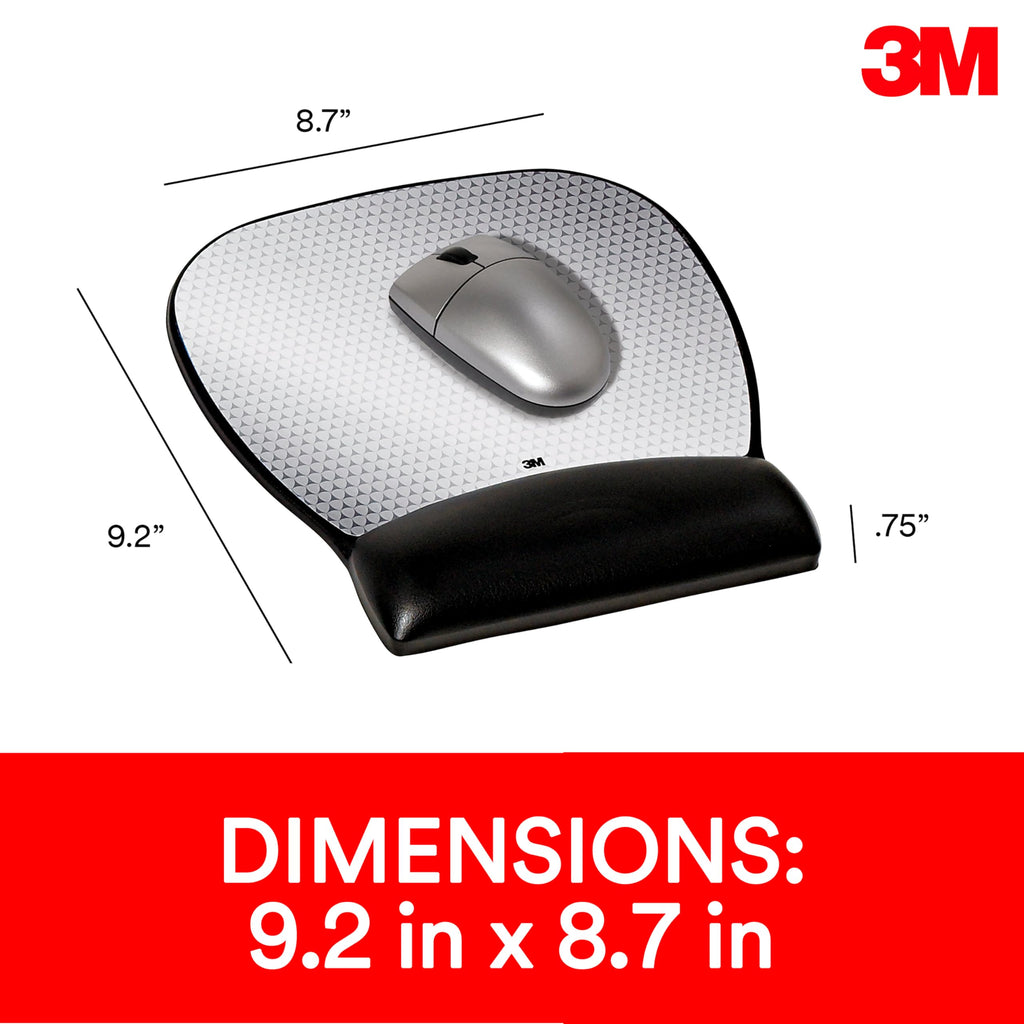 3M Ergonomics Mouse Pad with Gel Wrist Rest, 9.2 and 8.7 Inch, Enhances Mouse at Fast Speeds