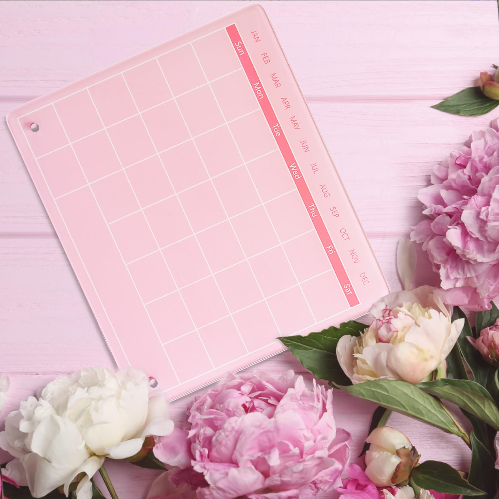 Marribol Calendar Dry Erase Board,30cmx25cm,Acrylic Desk Calendar with Stand,Dry Erase Calendar for Desk,Pink Dry Erase Board for Home Office School