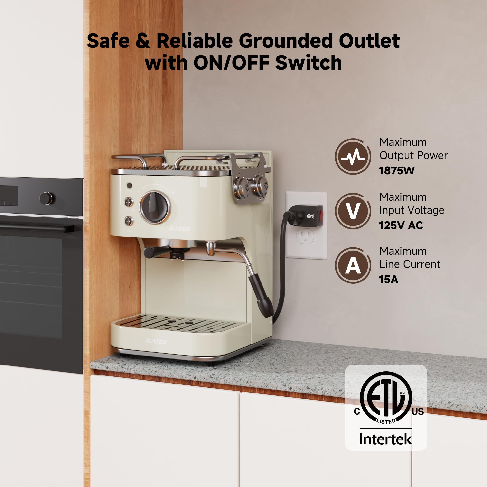 Cable Matters 3 Pack Grounded Outlet with ON Off Switch, Single Outlet Switch / Plug Switch in Black