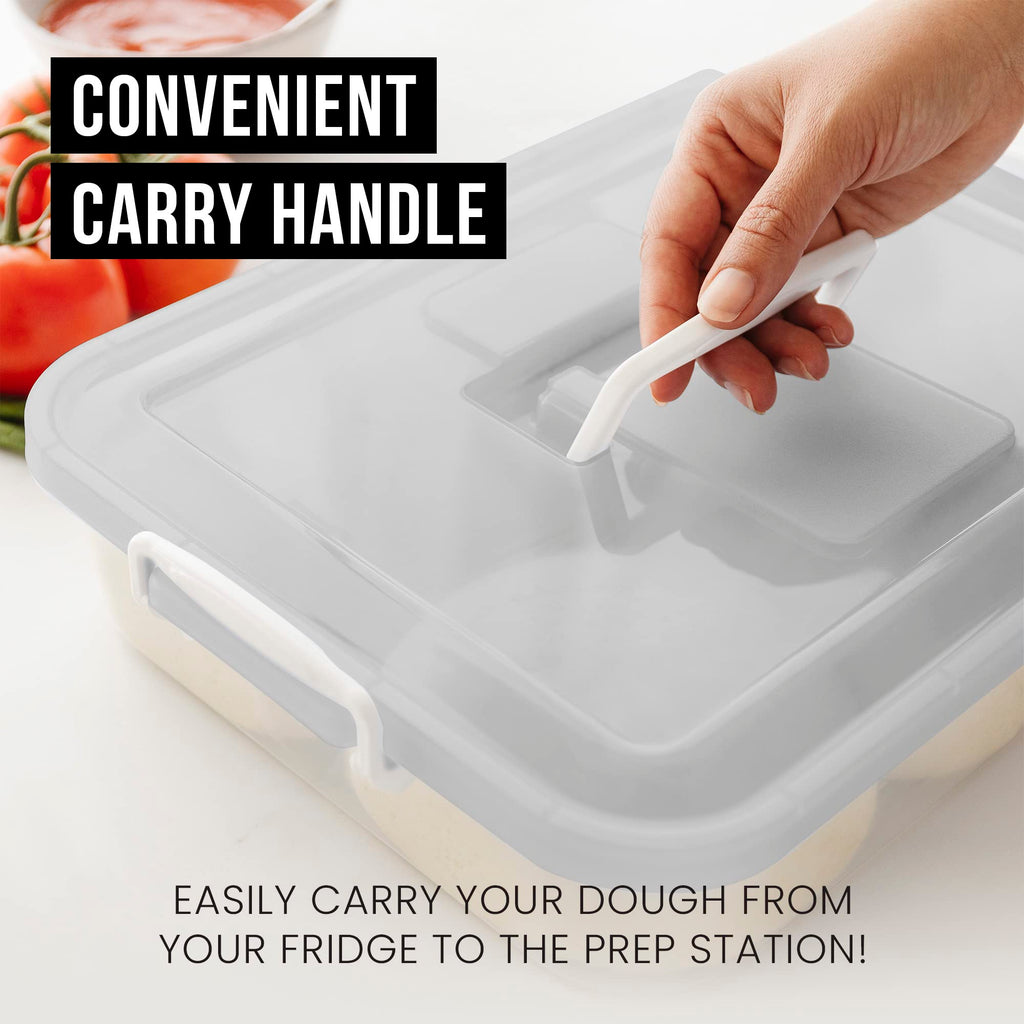 Chef Pomodoro Pizza Dough Proofing Box, Pizza Dough Container, Household Pizza Dough Tray With Convenient Carry Handle (Grey)