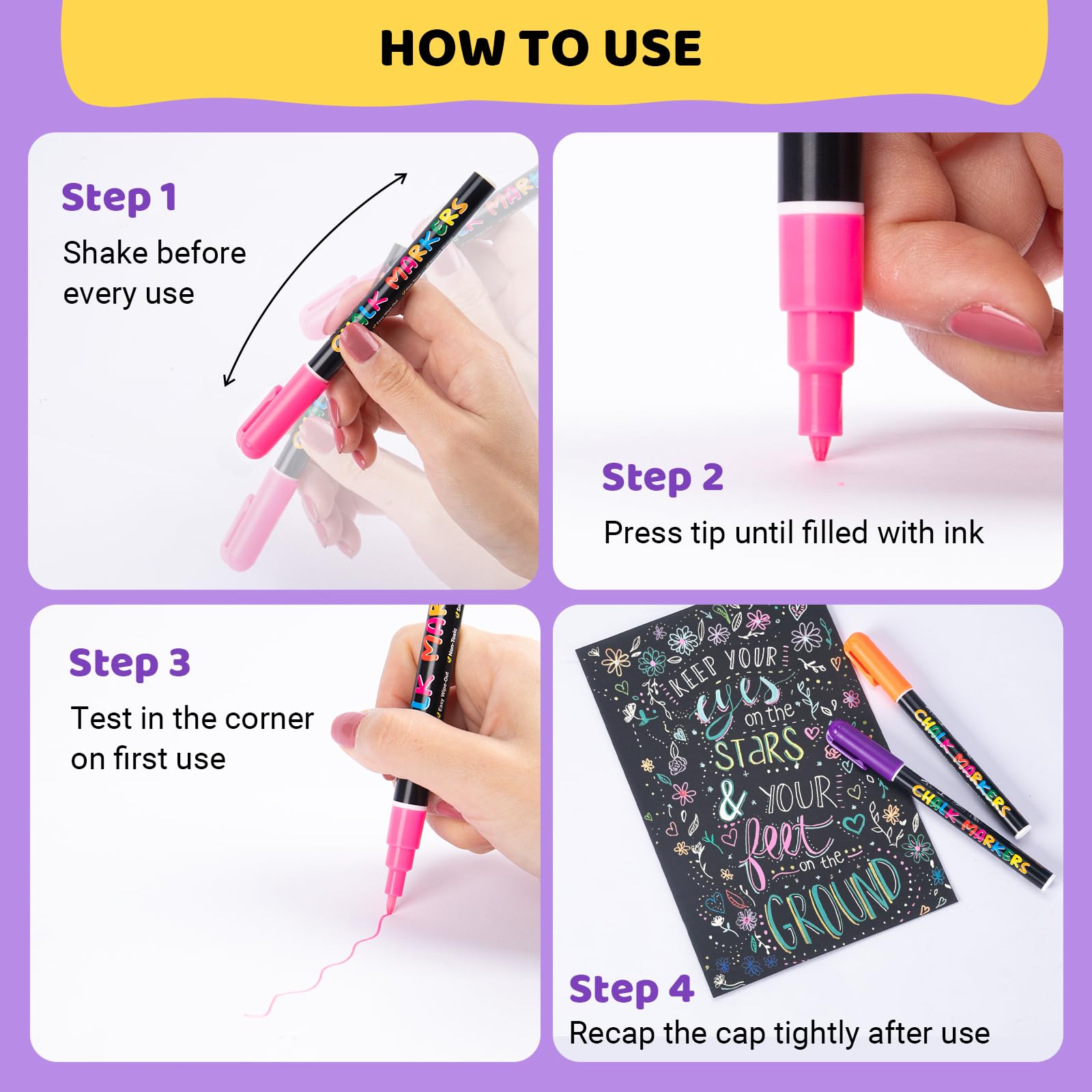 JR.WHITE Fine Tip Liquid Chalk Markers - Chalkboard Markers for Blackboards Bold Color Wet Erase Marker Pens for Chalkboard Signs, Window, Glass, White Board with 45 Labels