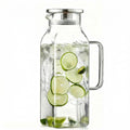 SYDALARAW Glass Water Pitcher, 2 Liter/68 oz Square Glass Pitcher with Lid and Handle, Clear Heat Resistant Glass Water Jug Carafe Juice Container for Hot Tea, Cold Brew and Milk