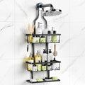 Shower Caddy Hanging, Bathroom Organizers Shelves over Shower Head, Anti-Swing Shower Organizer Shower Shelf, Hanging Shower Caddy with Hooks