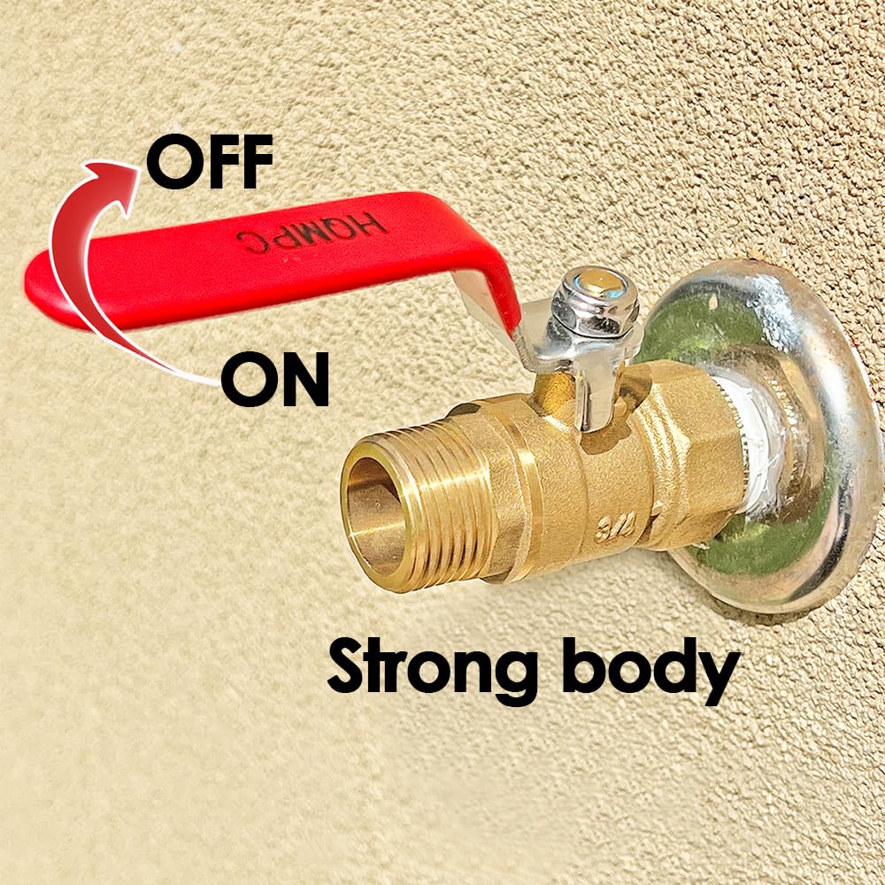 HQMPC Garden Hose Shut Off Valve Ball Valve 3/4" GHT Water Turn Off Heavy Duty Hoses On Off Valve Brass Shut Off Valve Hose Ball Valves 1Pc Long Handle