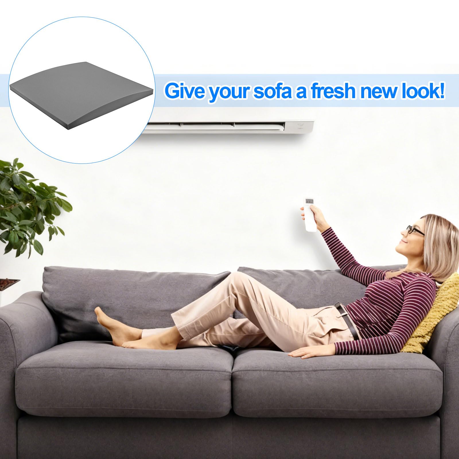 Couch Cushion Support & Sofa Cushion Support - High Density Foam Repair Pad for Sagging Couches, Curved Structure Pressure Distribution, Trimmable Design (Gray Curved-2pcs)