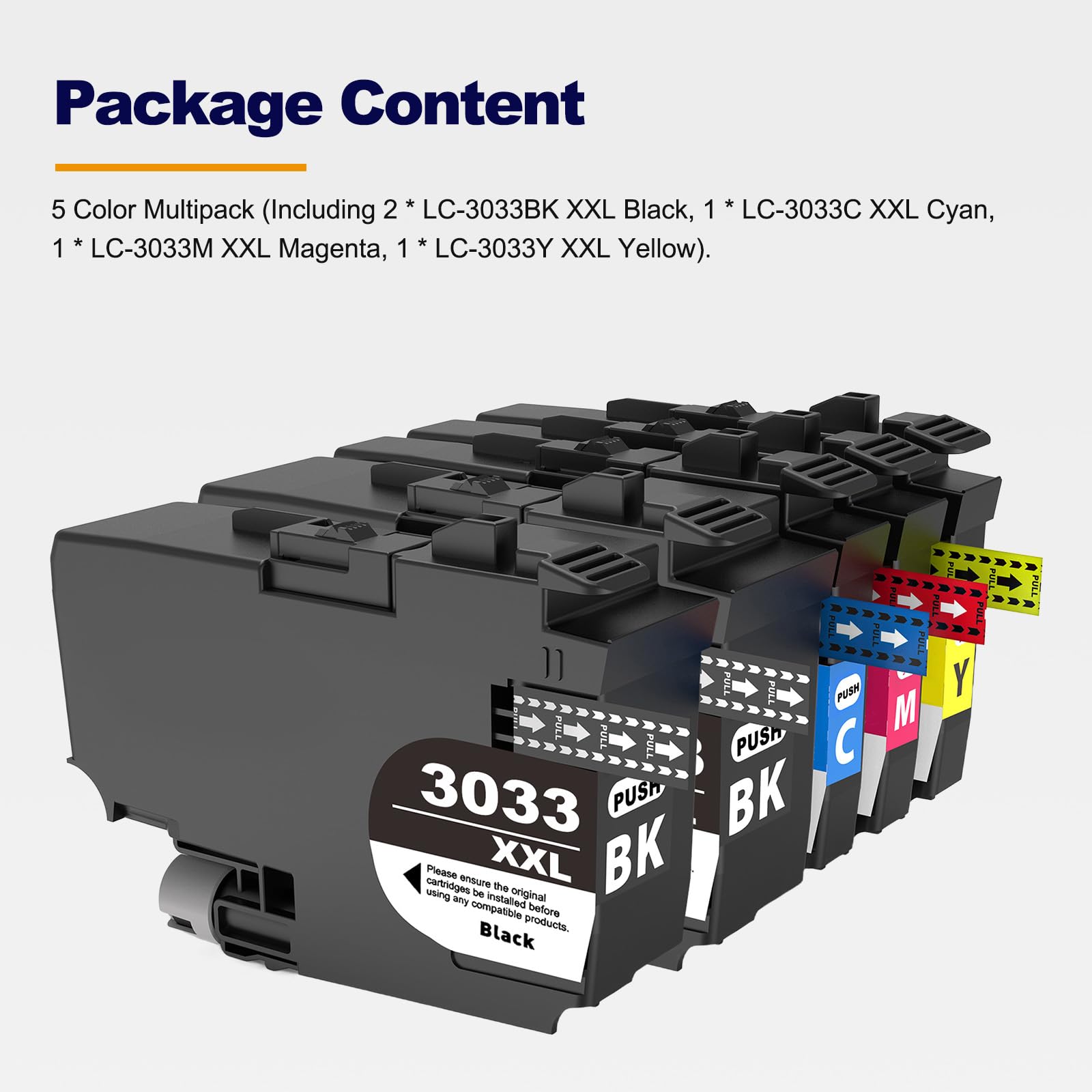 LC3033XXL Ink Cartridges 5-Pack Super High-Yield Compatible for Brother LC3033 LC3035 for MFC-J995DW MFC-J805DW MFC-J815DW MFC-J995DWXL MFC-J805DWXL MFC-J815DWXL Printer (5-Pack, BK*2/C/M/Y)