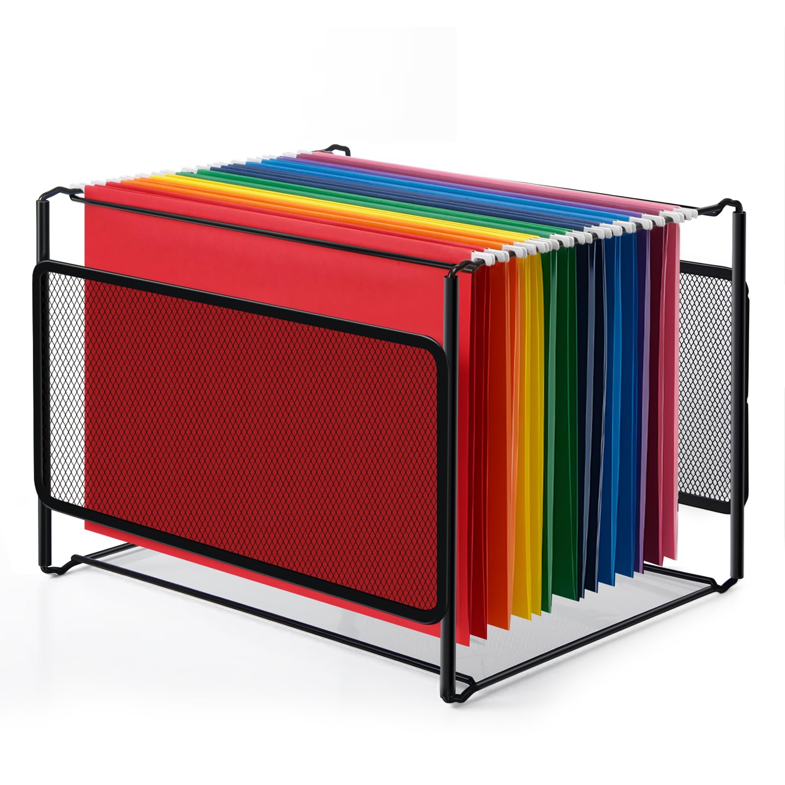 Comix Hanging File Organizer, Letter Size File Folder Organizer with Metal Mesh, Space-Saving File Folder Storage Box for Home Office Supplies