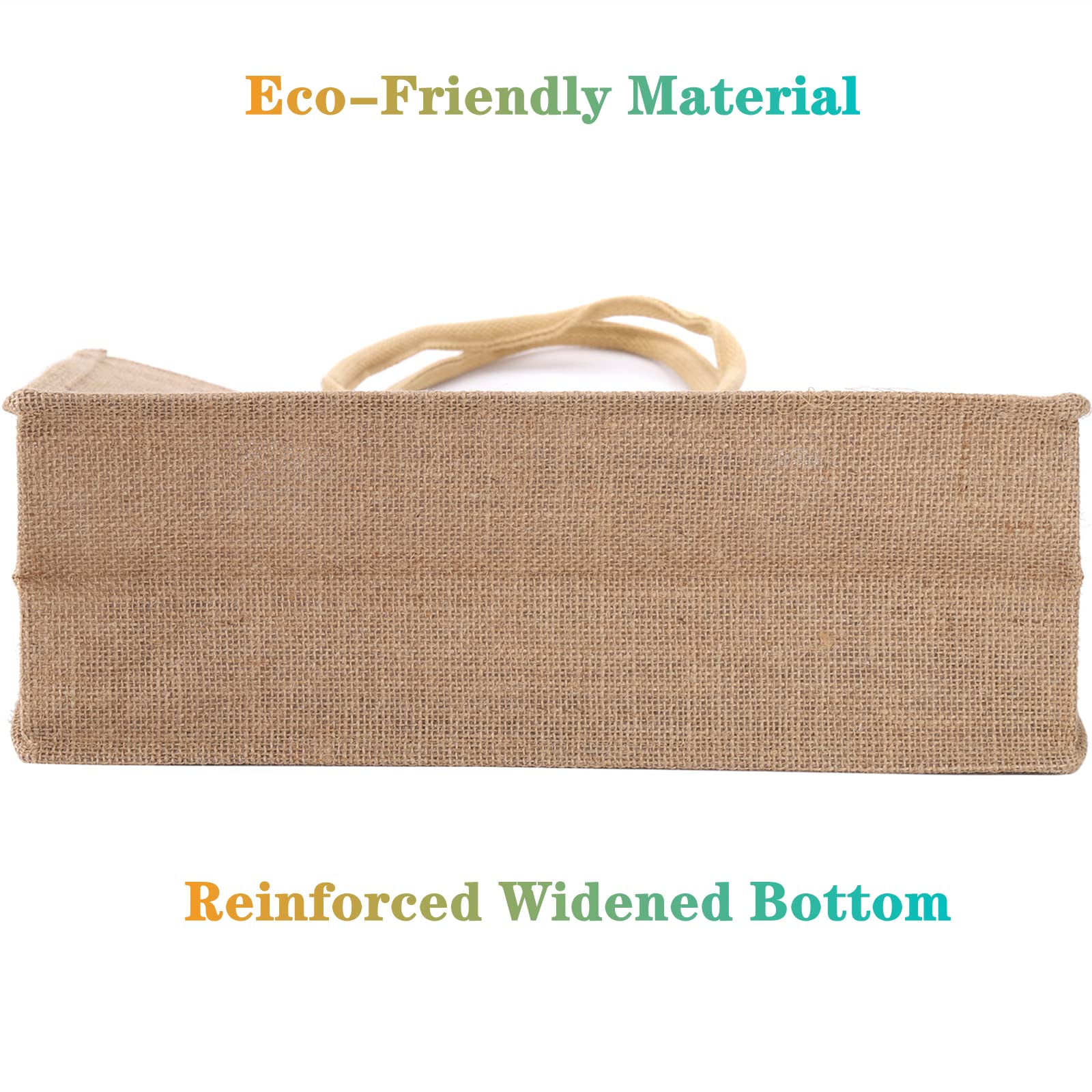 DEAYOU 6 Pack Large Jute Burlap Tote Bag, Jute Beach Bag with Laminated Interior, Burlap Gift Tote with Handle, Reusable Lined Market Grocery Shopping Bag for DIY, Wedding,15.4''x12.2''x5.9''