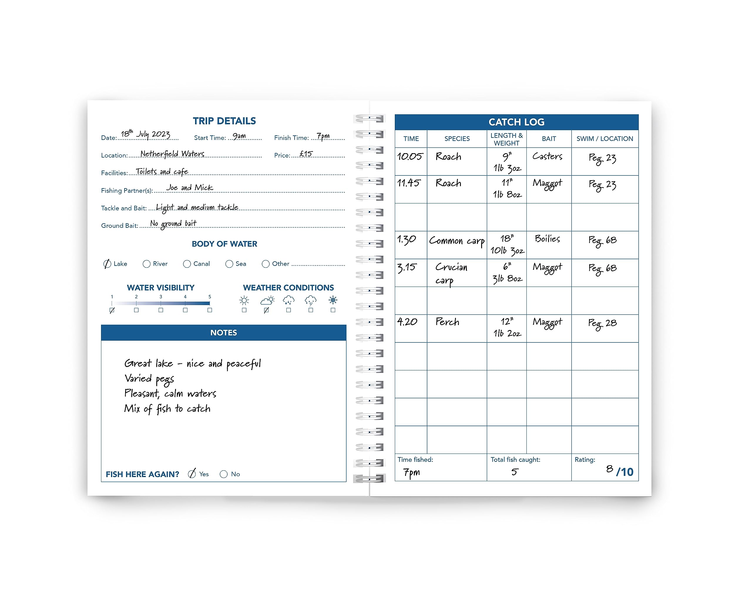 Fishing Log Book - The Perfect Logbook to Record All Your Trip Details and Catches - 104 Pages with Enough Space for 52 Fishing Trips - an Essential for All serious Anglers