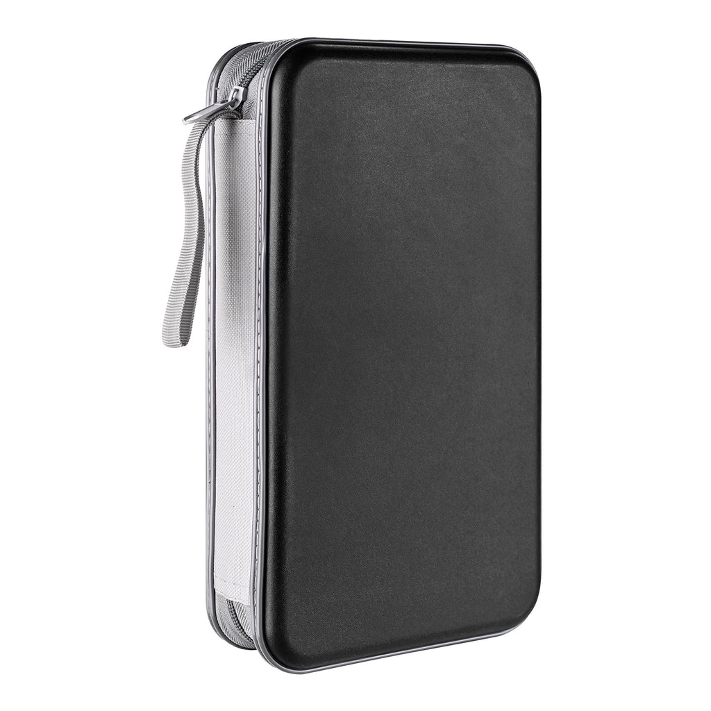 LIOVODE DVD Case, 96 Capacity CD Case Media Storage Holder Wallet Disc Collection Hard Plastic Booklet Organizer for Car (Black)