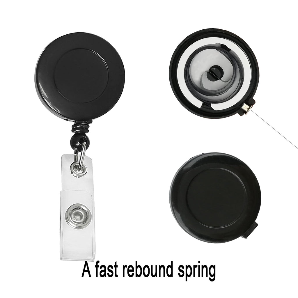 JANYUN 50 Pcs Retractable Badge Reel Clips Holder for Hanging ID Card Name Key Chain (Black)