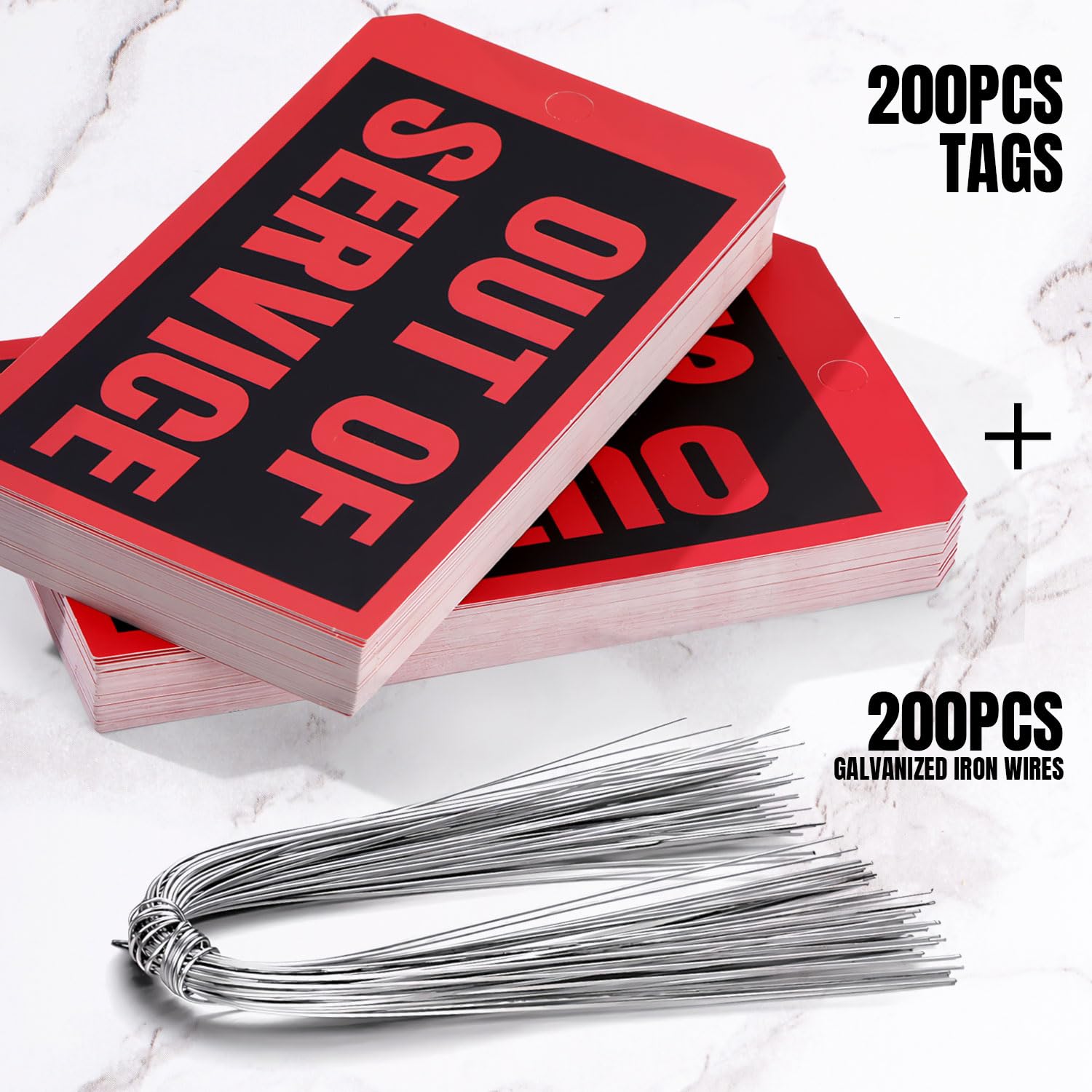 200PCS Out of Service Tags - 6.22 x 3.15-in Maintenance Required Red Tags Repair Tags with 12-in Tag Wires Attached for Machine Equipment Inspection Maintenance